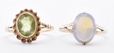 TWO 9CT GOLD RINGS INCLUDING OPAL & PEARL