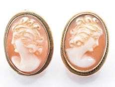 PAIR OF 18CT GOLD & SHELL CAMEO EARRINGS