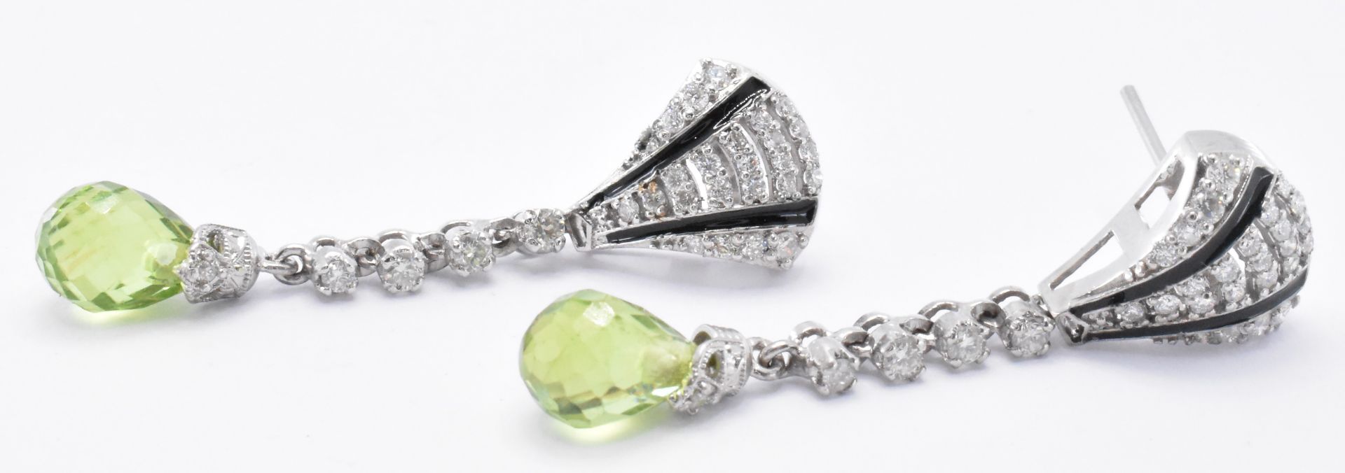 WHITE GOLD DIAMOND & PERIDOT DROP EARRINGS