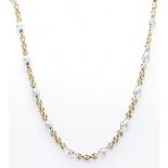 HALLMARKED 9CT GOLD TWO TONE FANCY LINK CHAIN NECKLACE