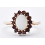 HALLMAKRED 9CT GOLD OPAL & GARNET RING