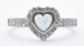 SILVER & OPAL HEART PANEL RING