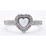 SILVER & OPAL HEART PANEL RING