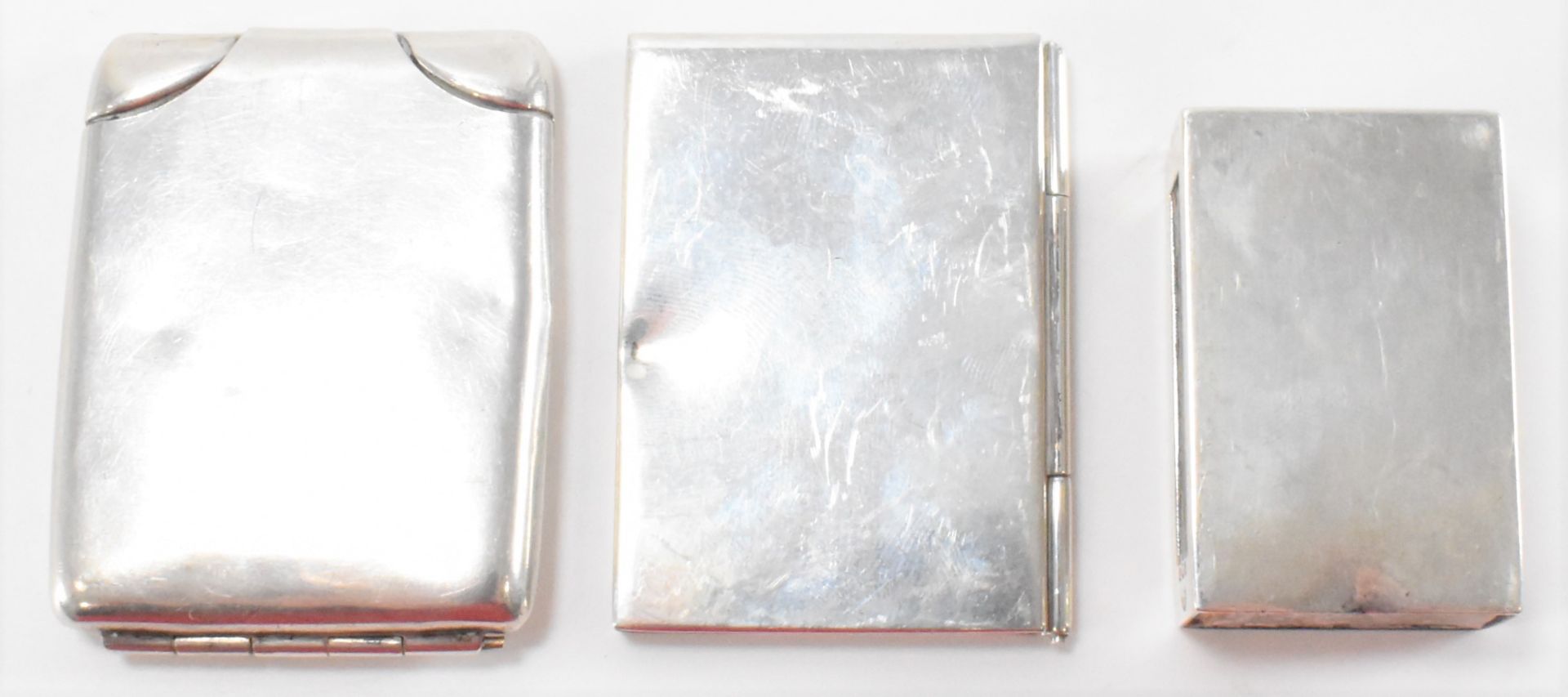 HALLMARKED SILVER ADIE BROTHERS MATCHBOX HOLDER WITH CARD CASE AND PHOTO FRAME