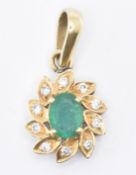 18CT GOLD EMERALD & DIAMOND PENDANT