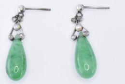 JADE DIAMOND & SEEDPEARL DROP EARRINGS