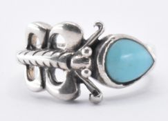 SILVER & TURQUOISE BUTTERFLY RING