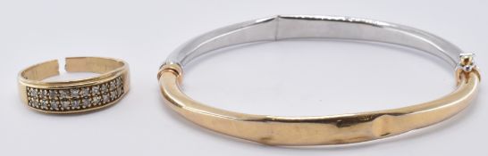 HALLMARKED 9CT GOLD BRACELET WITH 9CT GOLD & DIAMOND RING