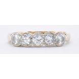 HALLMARKED 18CT GOLD & DIAMOND FIVE STONE RING