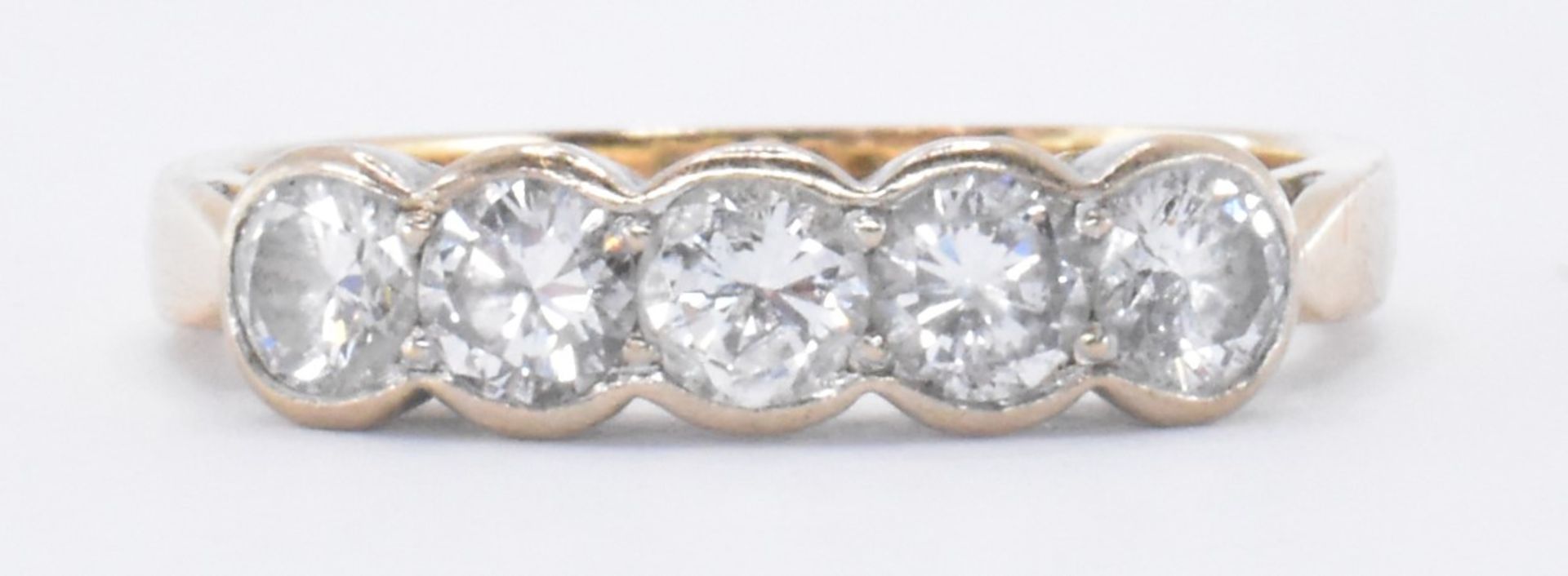 HALLMARKED 18CT GOLD & DIAMOND FIVE STONE RING