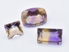 THREE FACETED AMETRINE LOOSE GEMSTONES