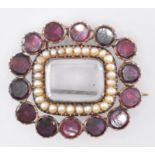 GEORGE III GARNET & PEARL MOURNING BROOCH