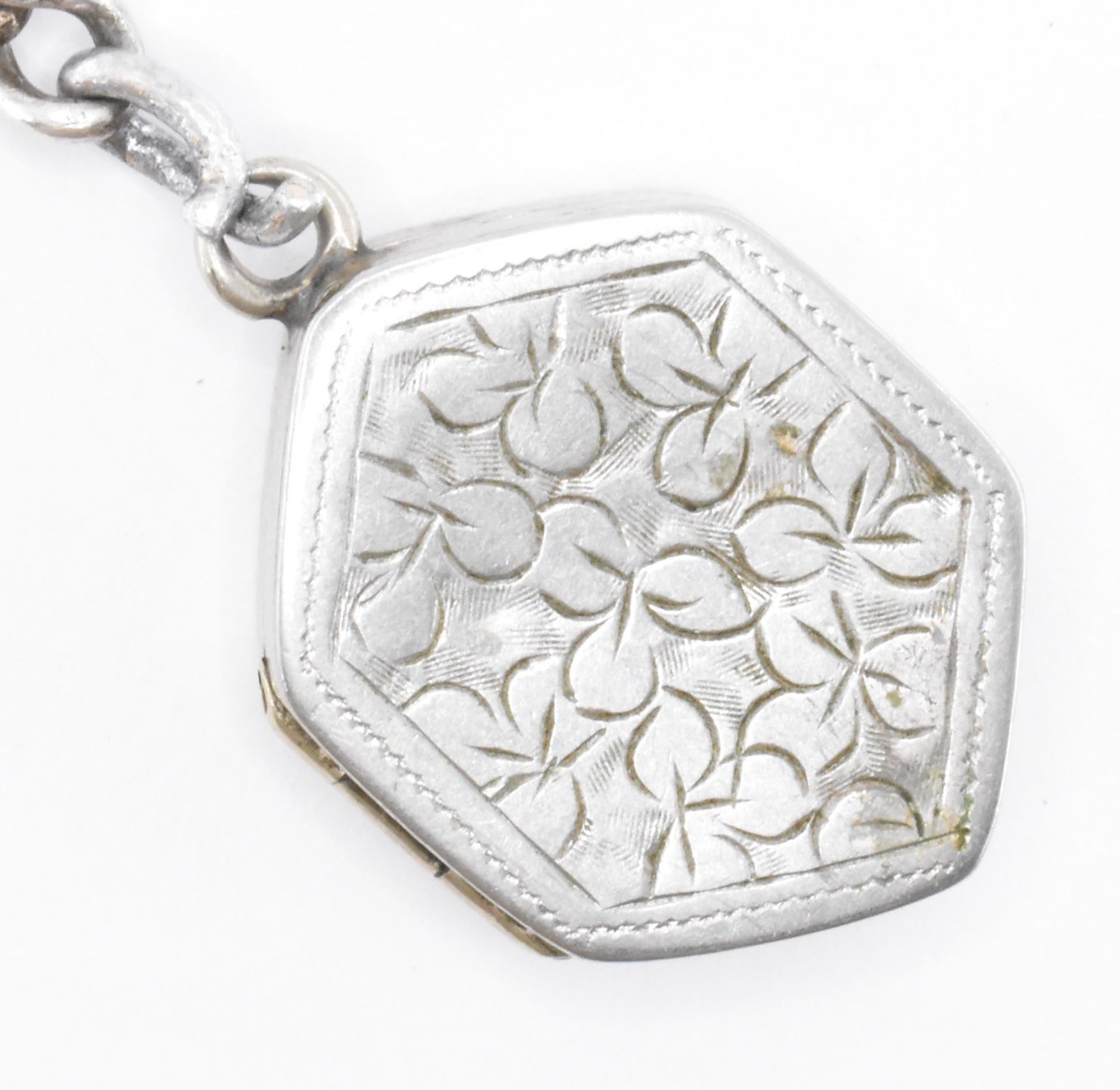EDWARDIAN SILVER POCKET WATCH CHAIN WITH VESTA & MEDAL - Image 6 of 12