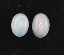 TWO OVAL OPAL CABOCHONS