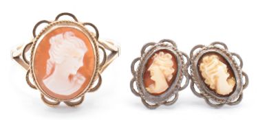 9CT GOLD & CONCH SHELL CAMEO RING