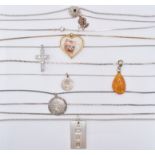 ASSORTMENT OF SILVER PENDANT NECKLACES