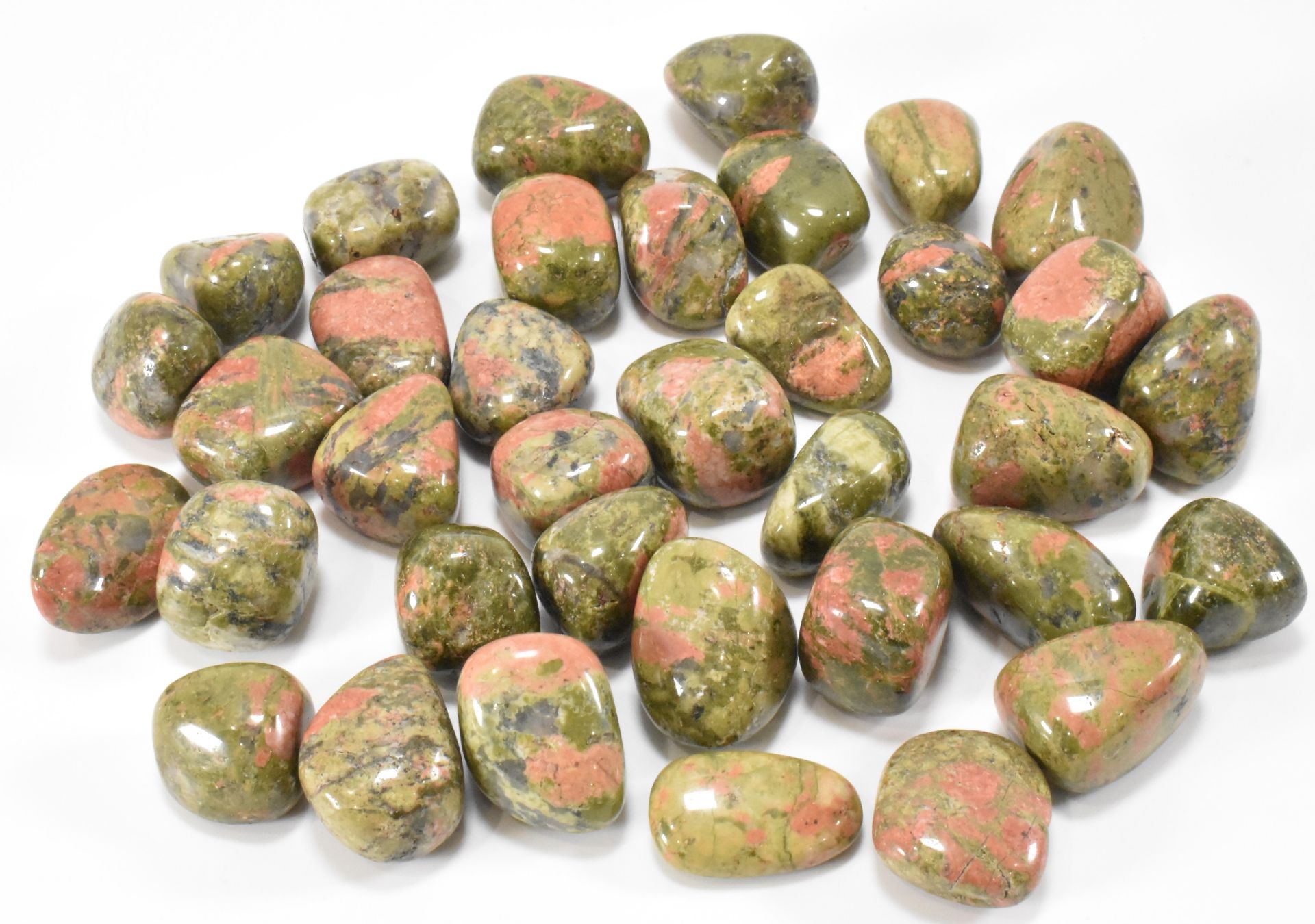 MINERAL SPECIMENS - COLLECTION OF UNAKITE TUMBLESTONES