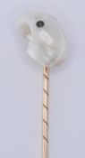 VICTORIAN GOLD PEARL & DIAMOND STICK PIN