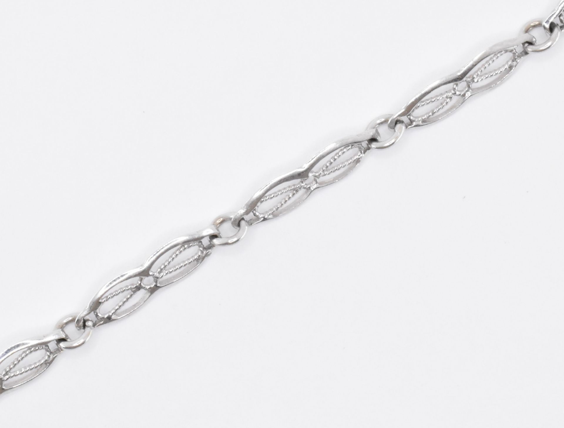 HALLMARKED 9CT WHITE GOLD FANCY LINK BRACELET CHAIN