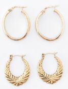 PAIR OF 9CT GOLD HOOP EARRINGS