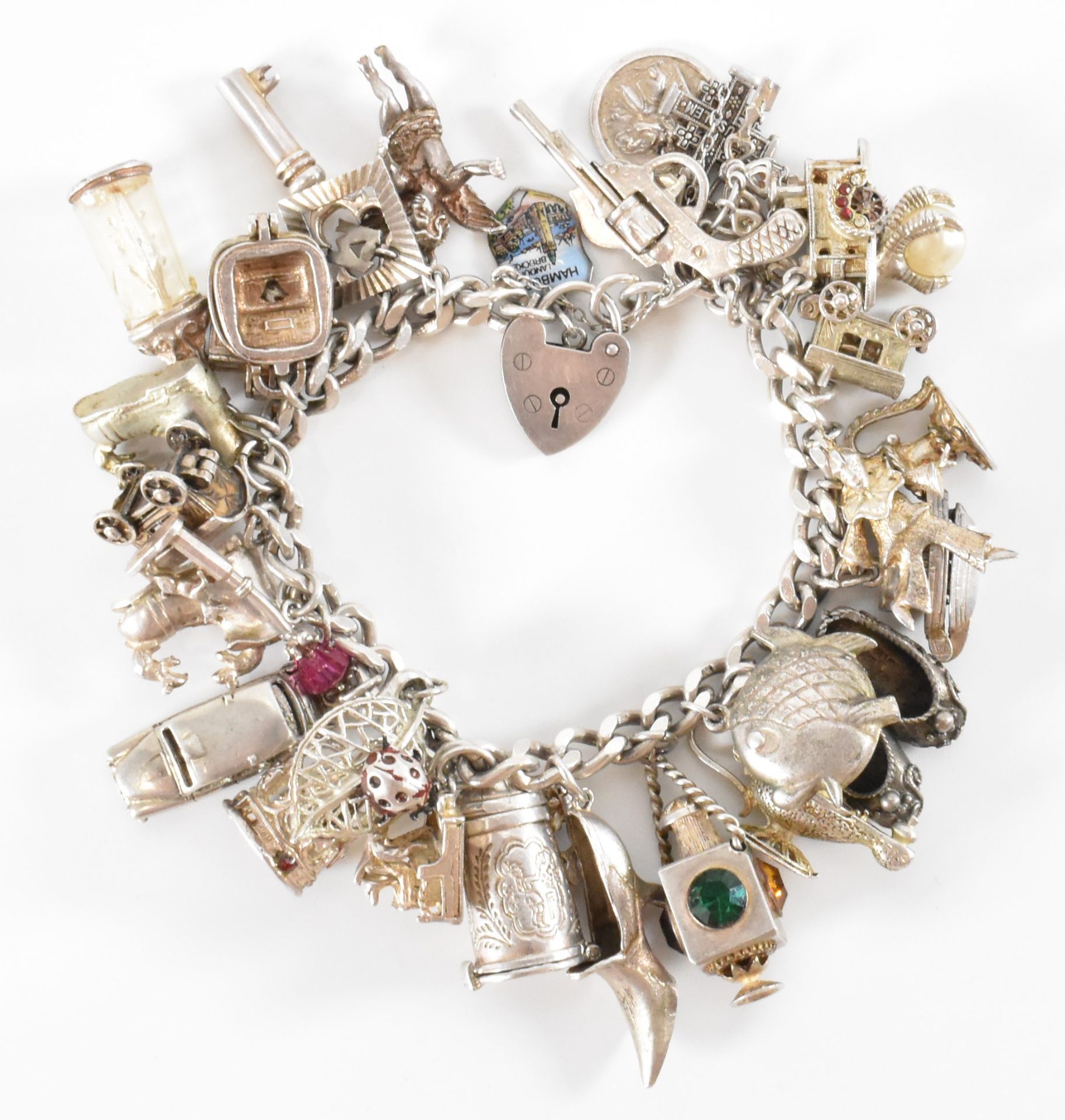 VINTAGE SILVER HALLMARKED CHARM BRACELET - Image 2 of 11