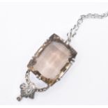 SILVER SMOKEY QUARTZ PENDANT CHAIN NECKLACE