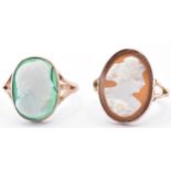 TWO 20TH CENTURY 9CT GOLD CAMEO RINGS