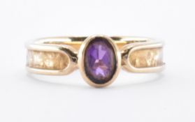 HALLMARKED 9CT GOLD & AMETHYST RING