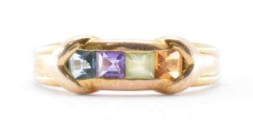 HALLMARKED 9CT GOLD CITRINE, AMETHYST, TOPAZ & PERIDOT RING