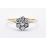 1920S 18CT GOLD & DIAMOND CLUSTER RING