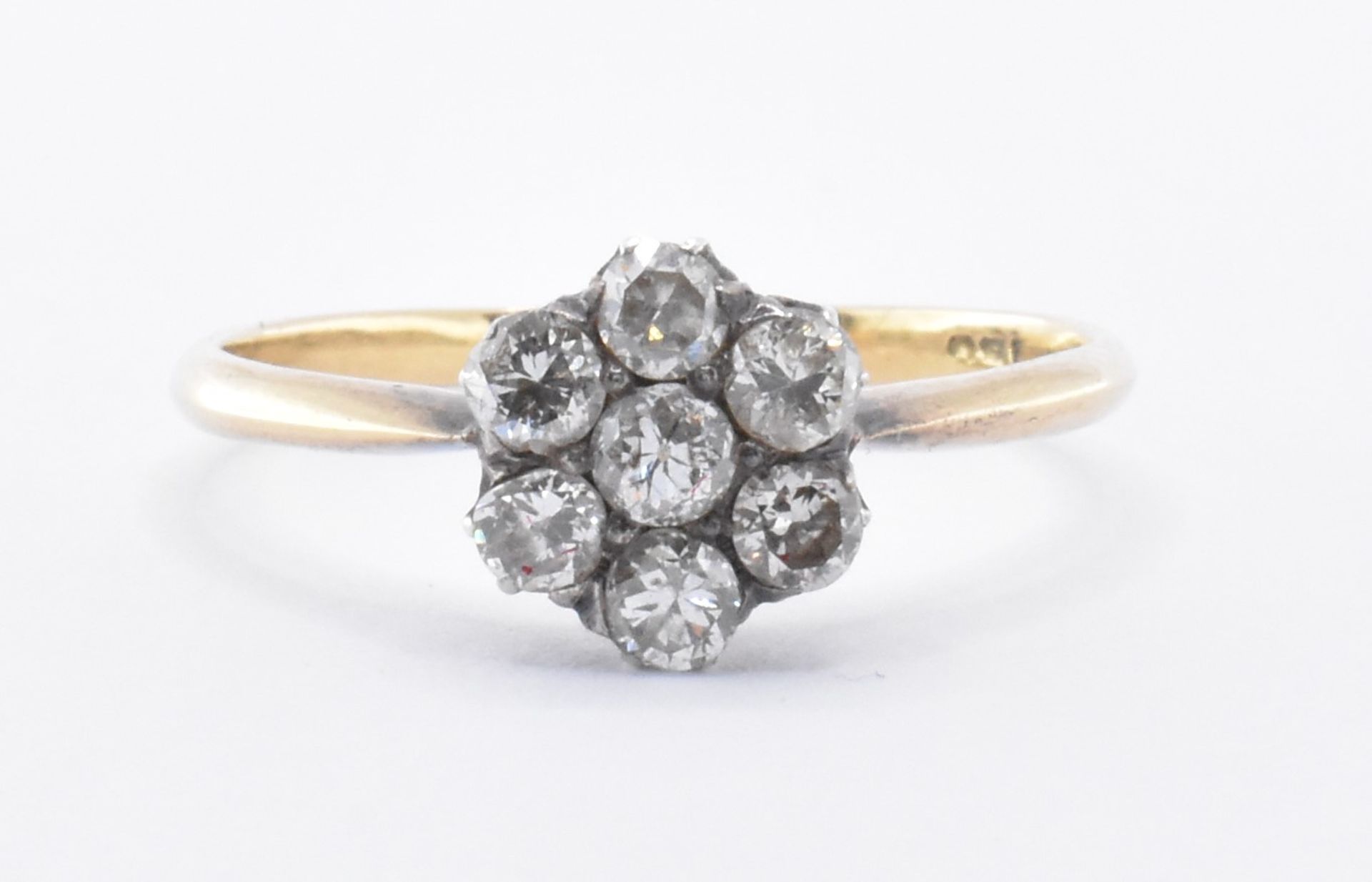 1920S 18CT GOLD & DIAMOND CLUSTER RING