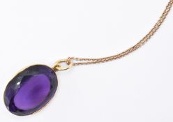 VICTORIAN 15CT GOLD & AMETHYST PENDANT NECKLACE
