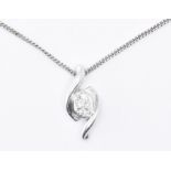 9CT WHITE GOLD & DIAMOND PENDANT NECKLACE