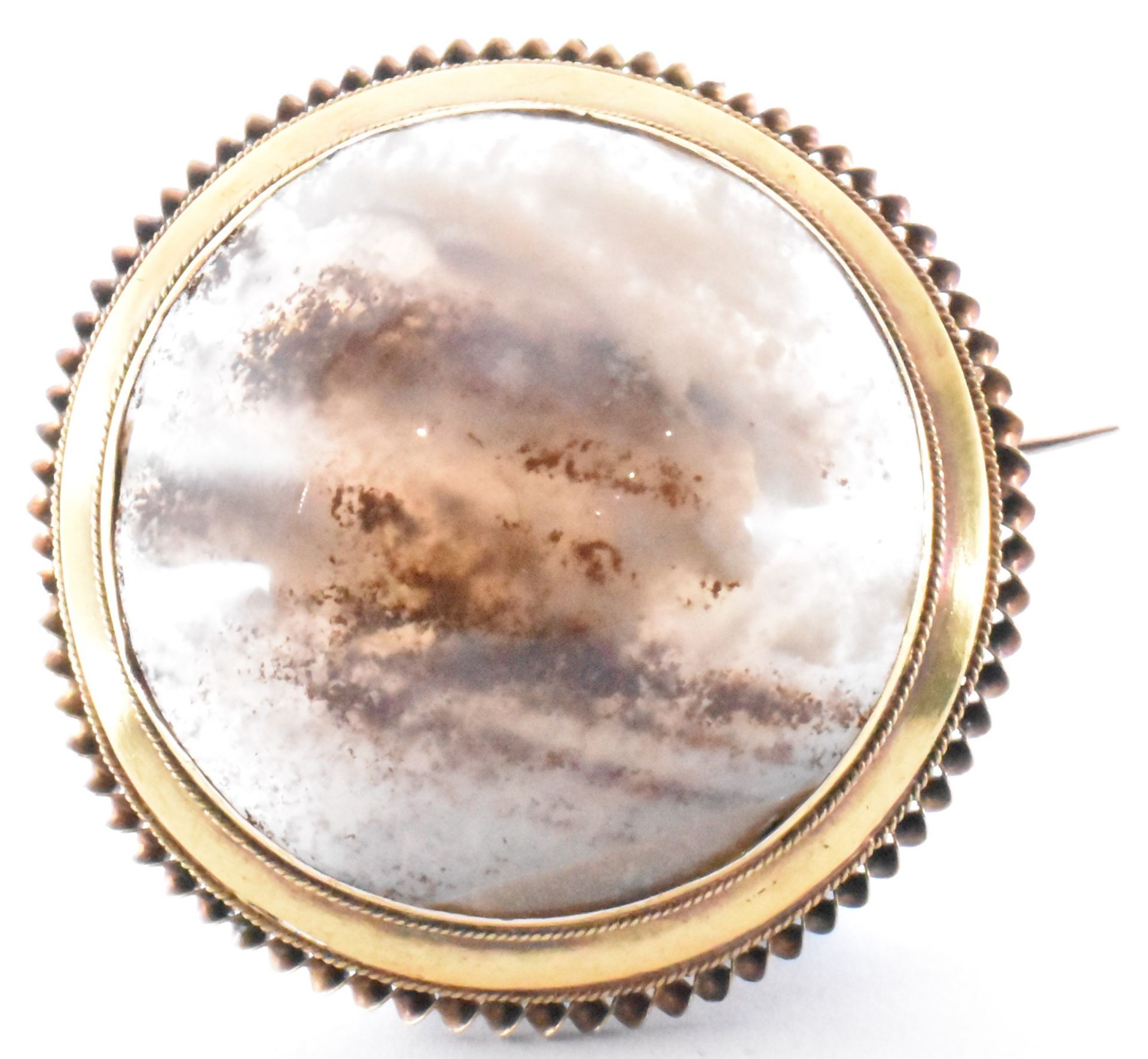 VICTORIAN 18CT GOLD & MOSS AGATE BROOCH PIN - Image 3 of 5