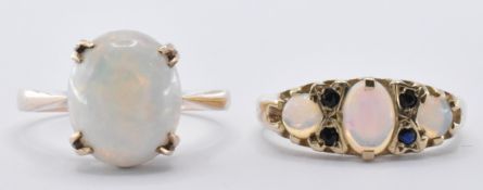 TWO 9CT GOLD & OPAL SET RINGS