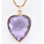 18CT GOLD & AMETHYST PENDANT NECKLACE