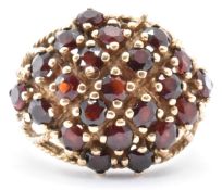 9CT GOLD & GARNET DOME RING