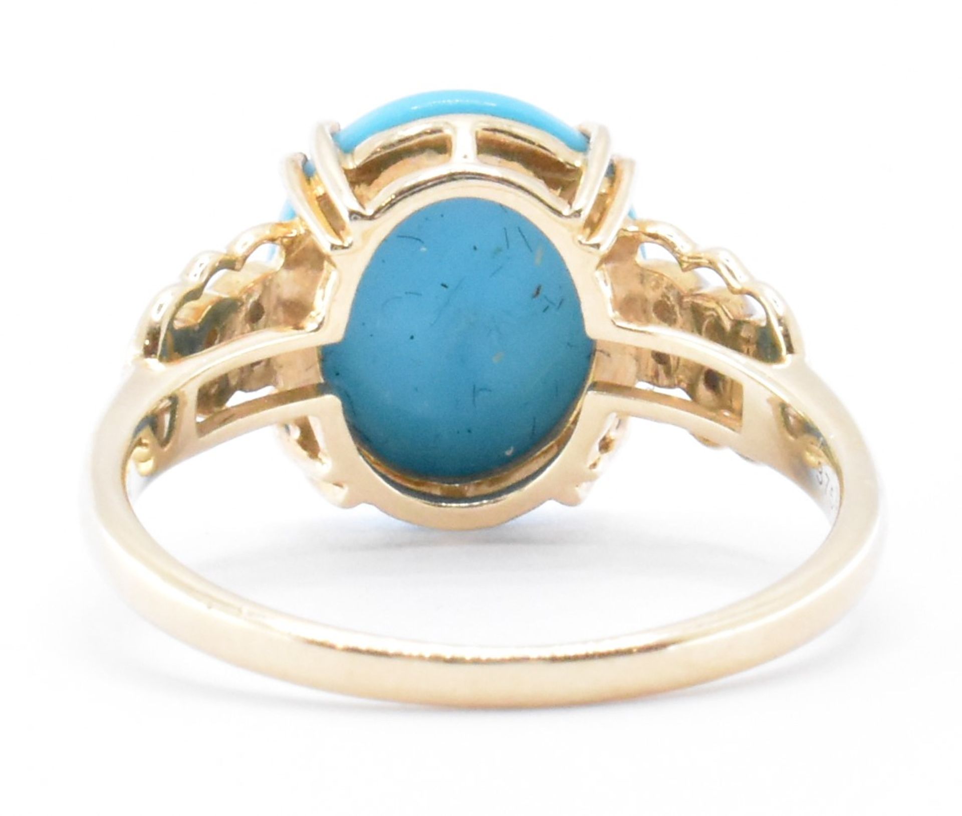 HALLMARKED 9CT GOLD TURQUOISE & DIAMOND RING - Image 3 of 5