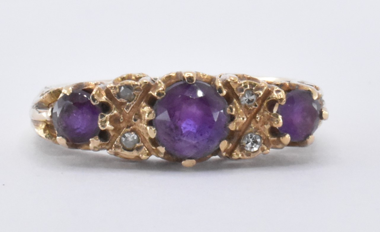 9CT GOLD AMETHYST & DIAMOND RING