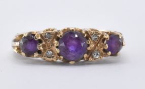 9CT GOLD AMETHYST & DIAMOND RING