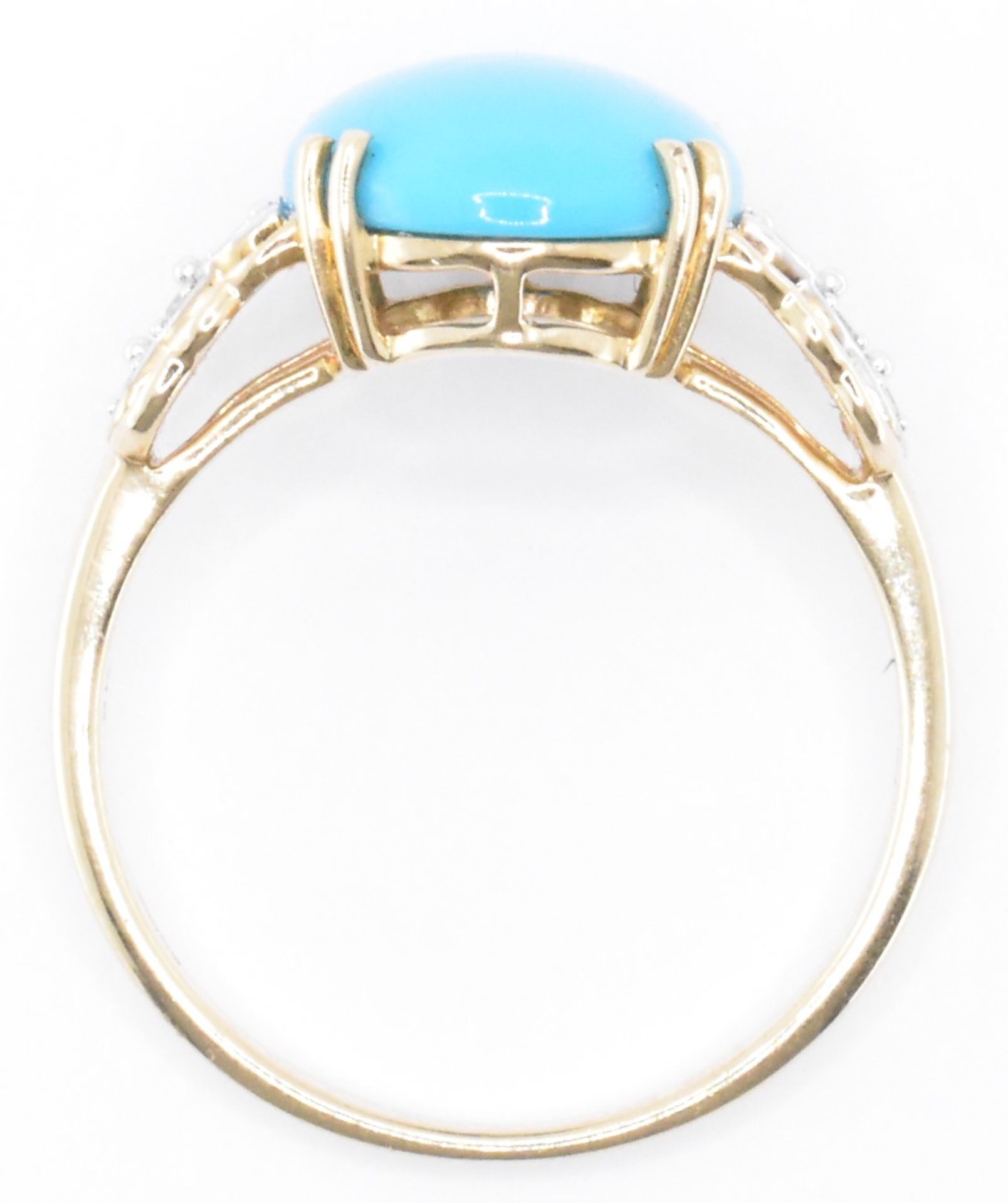 HALLMARKED 9CT GOLD TURQUOISE & DIAMOND RING - Image 5 of 5