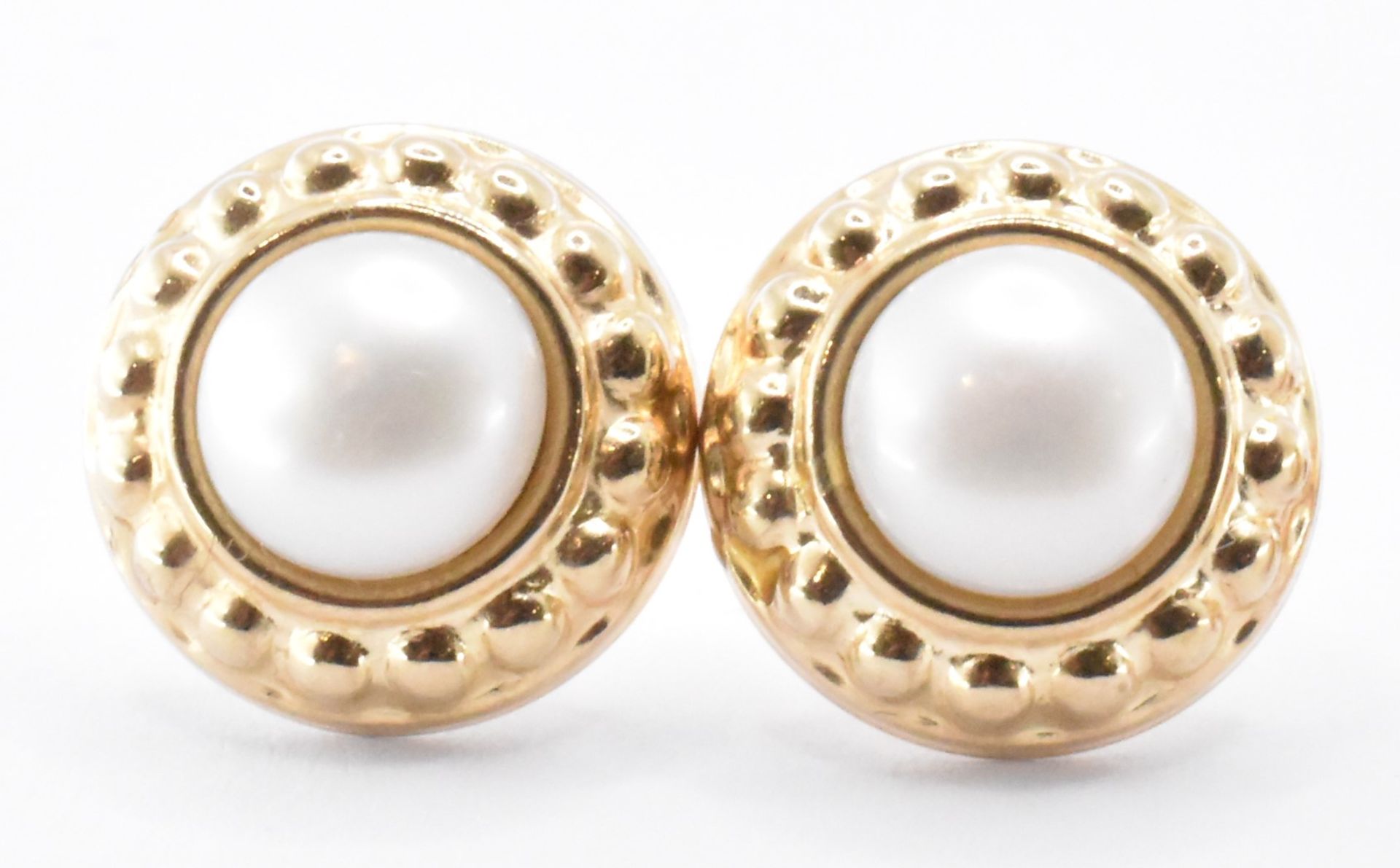 TWO PAIRS OF 9CT GOLD & PEARL STUD EARRINGS - Image 2 of 4