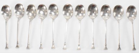 ELEVEN 1920S ART DECO SILVER HALLMARKED TEASPOONS