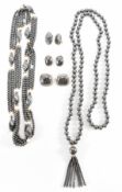 GROUP OF HEMATITE NECKLACES & EARRINGS