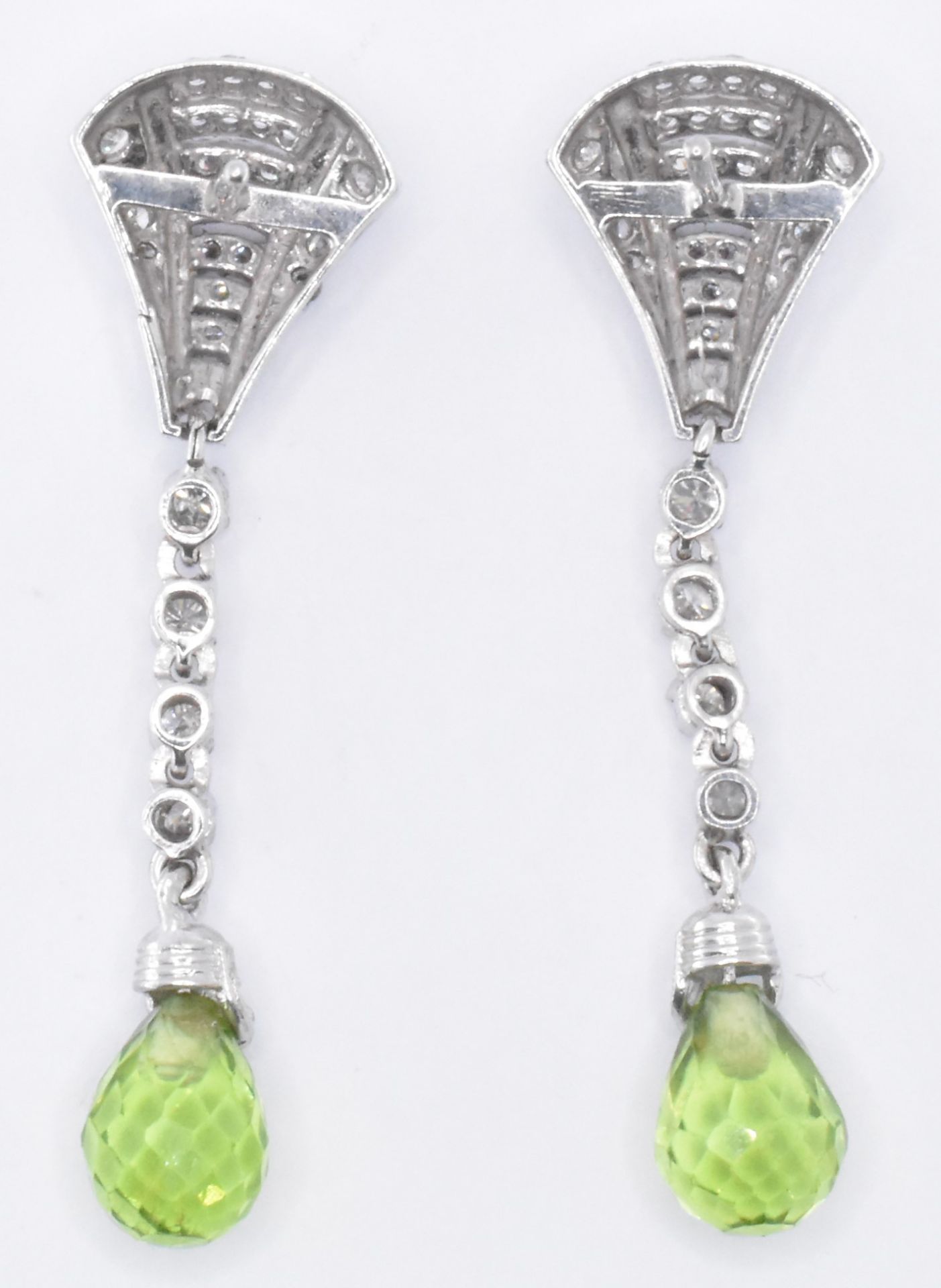 WHITE GOLD DIAMOND & PERIDOT DROP EARRINGS - Image 6 of 6