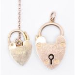 TWO HALLMARKED 9CT GOLD HEART CLASPS