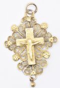 LATE 17TH CENTURY SPANISH HIGH CARAT GOLD CROSS PENDANT