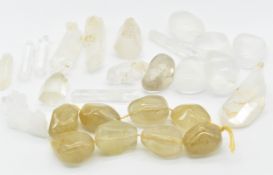 COLLECTION OF QUARTZ CRYTSALS & BEADS