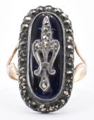 FRENCH 19TH CENTURY ENAMEL 18CT GOLD & SILVER RING