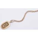 HALLMARKED 9CT GOLD CARTOUCHE PENDANT NECKLACE
